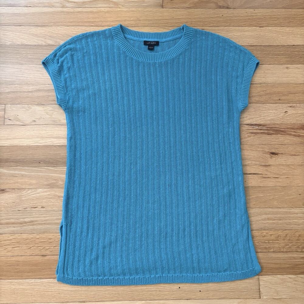 J Jill Wearever Collection Knit Tunic Top Cotton Blend Teal Size Small